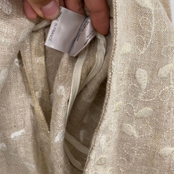 Bernard Zins Women's 8 Khaki Metallic Floral Embroidered Linen Jacket Button up - Picture 6 of 9